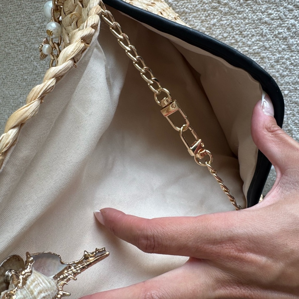 Handmade Raffia & Shell Bag - Picture 5 of 6